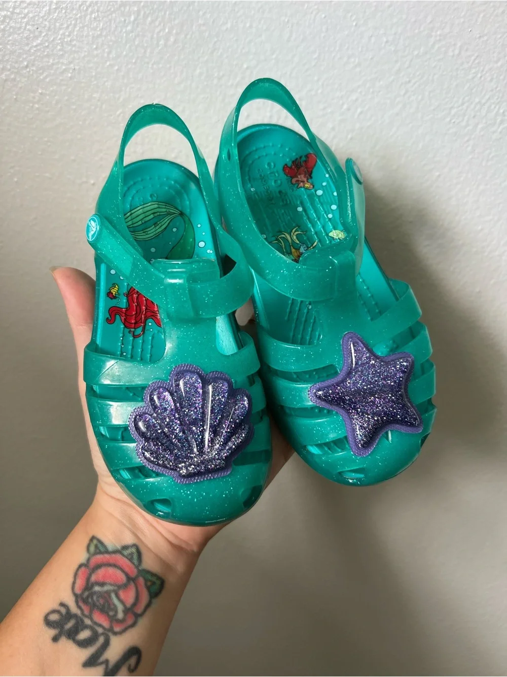 RARE Crocs Kids Disney Princess Ariel Jelly Sandal - Size 9